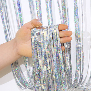1m * 2m Dampfer Laser Metallic Lametta Folie Fransen Regen vorhänge für Hochzeits feier Geburtstag Foto Hintergrund Dekorationen - Product Image 4
