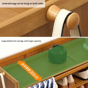 Meuble d'entrée en bambou pour chaussures, design moderne, haut, vertical, entrée intégrée, couloir, ultra étroit - Product Image 4