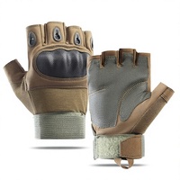 Guantes Deportivos para Hombre, Medios Dedos, con Carcasa de Fibra de Carbono, Resistentes a Cortes y Abrasiones, con Pantalla Táctil, para Artes Marciales y Entrenamiento