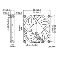 Ventilateur de refroidissement sans balais 80 mm x 10 mm 8010 12 V CC haute performance pour boîtier d'ordinateur - Ultra fin pour remplacement de refroidisseur de processeur LED DIY