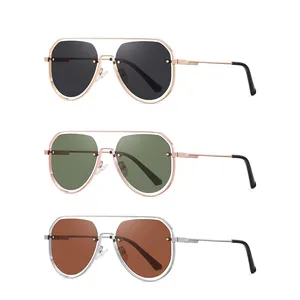 Óculos de sol da moda para aviação piloto, óculos de sol unissex com armação de metal e design especial, novo estilo