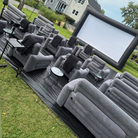 Écran de cinéma gonflable commercial pour extérieur en bâche PVC avec canapés et chaises de théâtre