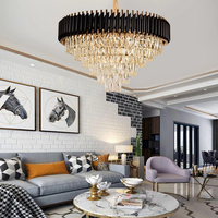 Lustre de plafond rustique décoratif JYLIGHTING, noir transparent, luxueux, créatif, luminaire suspendu en cristal