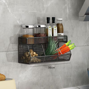 Pour la cuisine domestique, panier suspendu mural en acier au carbone pour épices et <span class=keywords><strong>ail</strong></span>, support <span class=keywords><strong>de</strong></span> rangement pour <span class=keywords><strong>l</strong></span>égumes sans perçage, vente en gros - Product Image 4