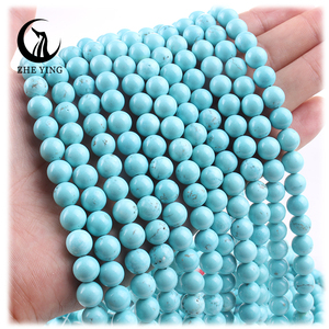 Zhe Ying оптовая продажа 6/8/10 мм внутренний монгольский бирюзовый браслет Бирюзовый бисер натуральный круглый натуральный камень Бирюзовый бисер - Product Image 1