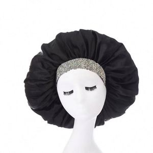 Silky Jewel <b>Extra</b> <b>Large</b> Rhinestone Bling Diamond Satin Bonnet Night Sleep Cap Wrap for Curly Hair Promotion Gift - Product Image 1