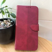 Dompet Kartu Kulit PU Embos Anti Benturan, Casing Ponsel untuk 13 14 15 16 17 Air 18 Pro Max Mewah