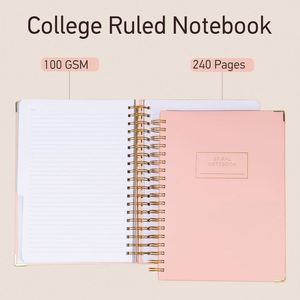 Hardcover Spiral B5 <b>Journal</b> Notebook for Women 240 Page Lined Pink with Tabs Dividers - Product Image 6