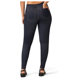 เจกกิ้งผ้ายีนส์เอวสูงทรงผอมแบบดึงขึ้นทรงพลัสไซส์ผู้ผลิตเสื้อผ้า OEM - Product Image 3