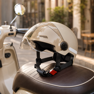 <span class=keywords><strong>Casque</strong></span> de <span class=keywords><strong>moto</strong></span> demi-face universel quatre saisons avec <span class=keywords><strong>bande</strong></span> <span class=keywords><strong>réfléchissante</strong></span>, boucle à dégagement rapide, doublure respirante - Product Image 5