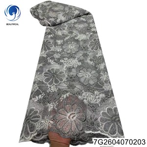 Telas Africanas <span class=keywords><strong>para</strong></span> Mujer, Hermosas y a la Moda 2026, Encaje <span class=keywords><strong>Guipur</strong></span> Bordado, Tela Nigeriana con Lentejuelas <span class=keywords><strong>para</strong></span> <span class=keywords><strong>Vestido</strong></span> de <span class=keywords><strong>Novia</strong></span> 7G26040702 - Product Image 3