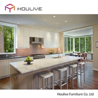 Meubles de cuisine modulaires écologiques en MDF mélaminé laqué acrylique, design moderne, charnières, robinets, glissières de tiroir et accessoires