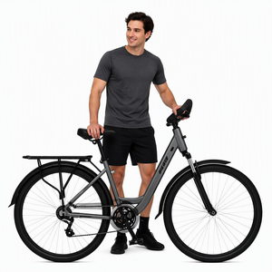 Bicicletta da Turismo KEYO 700C in Alluminio a 24 Velocità con Freni a Disco, Manubrio a Farfalla e Portapacchi Anteriore e Posteriore per Adulti - Product Image 3