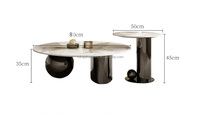 Table basse de salon en dalle de roche au design luxueux, base en acier inoxydable doré, table centrale, table à thé, vente directe d'usine