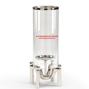 Silver Metal with design <b>glass</b> Votive for Lighting decoration Shiny Metal Base Handmade T Light candle Holder - Product Image 6