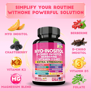 Complément alimentaire 16 en 1 Extra Fort, 90 gélules végétales, Myo-Inositol, D-Chiro Inositol, Berbérine, Vitamine D3 K2 - Product Image 5