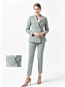 <span class=keywords><strong>Veste</strong></span> de costume croisée pour <span class=keywords><strong>femme</strong></span>, idéale pour les entretiens d'embauche (étudiants universitaires, fonctionnaires) printemps-automne, tenue formelle de haute qualité - Product Image 5