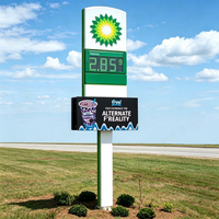 Panneau publicitaire LED numérique haute intensité pour station-service extérieure IP65, affichage simple/double, animation des prix du carburant