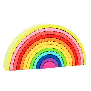 Blocs d'empilage arc-en-ciel pour l'éducation de la petite enfance, 12 arches, puzzle d'empilage Montessori, jouets éducatifs pour bébés - Product Image 5