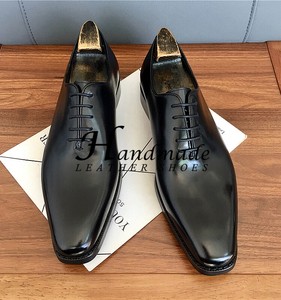 Chaussures Oxford pour hommes en cuir véritable haut de gamme, faites à la main, à bout pointu, style business formel, avec motif brocart sculpté, imperméables - Product Image 5