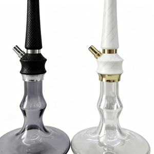 Cachimba Moderna de Vidrio con Mango con Aspecto de Mármol, Punta Metálica, Base Transparente, Pipa de Agua Portátil para Lounge Bar - Product Image 1
