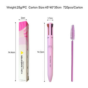 Stylo de maquillage 4-en-1 à haute brillance avec <span class=keywords><strong>crayon</strong></span> à sourcils à quatre couleurs pour les lèvres, tout-en-un, ensemble en boîte - Product Image 6