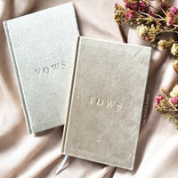 Ensemble de livre de vœux personnalisé en velours avec reliure rigide A5, gravé et embossé, 2 pièces, carnet de mariage