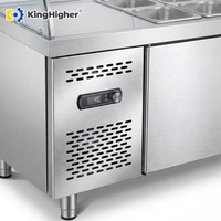 Réfrigérateur de bar à salades sur mesure, table de préparation de sandwichs commerciale, réfrigérateur en acier inoxydable pour restaurant avec couvercle en verre
