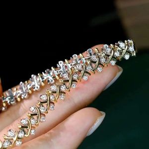 Xinfly Non Tarnish Waterproof Design <b>Inspired</b> 18K Pure Gold Luxury Classic 2.30CT Natural Diamond Hand <b>Bracelet</b> Men Women - Product Image 2