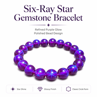 Bracelet tendance unisexe en perles de rubis, gemme violet étoilé certifiée NGTC, idéal pour les occasions spéciales