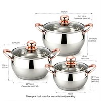 Ensemble de casseroles en acier inoxydable de haute qualité, avec couvercles en verre, poignées résistantes à la chaleur, compatibles lave-vaisselle