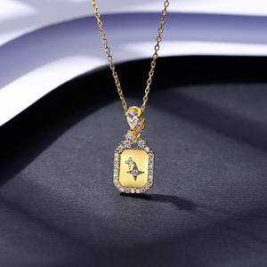 S925 sterling silver women's <b>necklace</b>, simple and exquisite gold rectangular pendant <b>necklace</b>, high-quality jewelry - Product Image 6