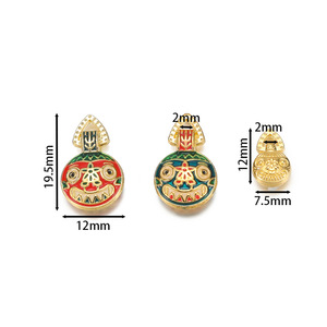 Conjunto de Colgantes Temáticos: Bestia Devoradora Dorada, Collar y Pulsera de Esmalte para Uso Diario, 12x19.5mm, 7.5x12mm, Origen Yiwu - Product Image 2