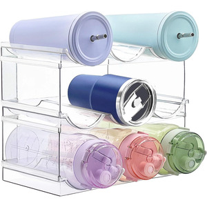 Organizzatore per Bottiglie da Frigorifero in Plastica Acrilica Impilabile <span class=keywords><strong>Portabottiglie</strong></span> Trasparente per Vino per Armadi e Dispense - Product Image 2