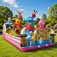Parc d'attractions gonflable géant en PVC avec toboggan, château gonflable et parcours d'obstacles, respectueux de l'environnement, garantie de 3 ans, aire de jeux Fun City