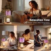 Lampe chauffe-bougie électrique Happy Purple Wood avec minuterie et variateur d'intensité réglable, 2 ampoules, idéale pour les cadeaux d'anniversaire et de fête des Mères