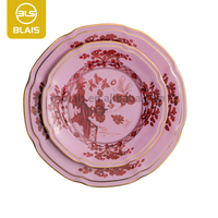 BLAIS Ensemble de vaisselle de luxe vintage porcelaine fine personnalisé réutilisable passe au lave-vaisselle motif de plante de forêt tropicale humide