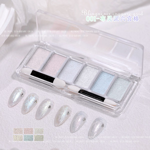 Paleta de 6 Colores de Polvo Brillante Cromado Sólido, Pigmento de Uñas con Efecto Espejo de Cristal Opalino para Manicura - Product Image 2