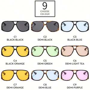 Lunettes de soleil pilote vintage 2025 à double pont noir pour hommes et femmes, avec logo personnalisé, protection UV400 et grande monture - Product Image 6