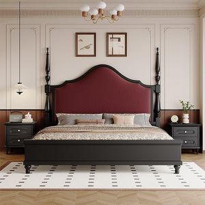 Lit de princesse vintage américain double avec coffre de rangement, mobilier de chambre à coucher - Product Image 4