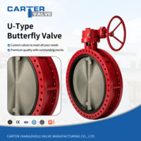 Válvula de Mariposa Tipo U con Asiento Resiliente, Hierro Dúctil, Brida RF/FF, Manual, Neumática, Eléctrica, Bidireccional, HVAC, ANSI, Agua