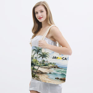 Sac fourre-tout décontracté pour femmes sac à main deux poignées Logo personnalisé imprimé sac de plage de bain d'été pour <span class=keywords><strong>voyage</strong></span> vacances fermeture éclair lettre jamaïcaine - Product Image 4