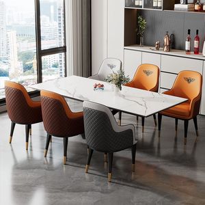 Muebles de Comedor Modernos de Lujo en Cuero y Metal, con 4, 6, 8 o 10 Sillas, de Alta Calidad, Diseño Elegante para Hotel, Cocina o <span class=keywords><strong>Restaurante</strong></span> - Product Image 4