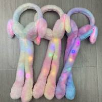 Costume de mascotte gonflable LED avec oreilles de lapin et cache-oreilles en fourrure pour femmes et filles, idéal pour les soirées