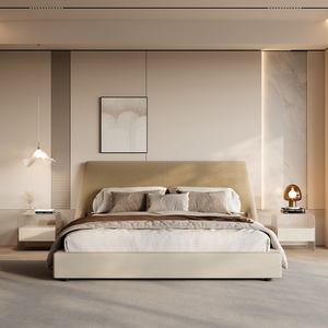 <span class=keywords><strong>Letto</strong></span> Imbottito Moderno Minimalista con Testiera in Tessuto Morbido e Finiture in Vera Pelle, Struttura in Legno di Pino Massiccio, Design <span class=keywords><strong>Contemporaneo</strong></span> per Camera <span class=keywords><strong>da</strong></span> <span class=keywords><strong>Letto</strong></span> - Product Image 5
