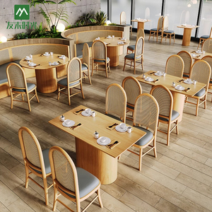 Sofá de Estilo del Sudeste Asiático para <span class=keywords><strong>Restaurante</strong></span>, Juego de Mesa y Sillas de Madera, Ideal para Restaurantes Japoneses y Cafeterías - Product Image 4