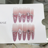 Faux ongles à presser faits main, motif ours et fraise, pour femmes et enfants, vente en gros, boîte mystère pour TikTok Live Stream