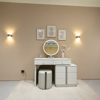Table de maquillage professionnelle en MDF pour salon, miroir HD, plusieurs tiroirs, tabouret professionnel, sur mesure