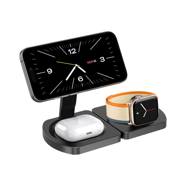 4 in 1 Wireless Charger Foldable Phone Stand Magnetic Charging Dock 15W Fast Charging for iPhone for Watch for Multi Device