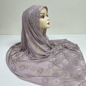 2023 produits chauds fantastique Bawal coton Voile Tudung Jacquard écharpe en gros Hijab écharpe avec strass - Product Image 2